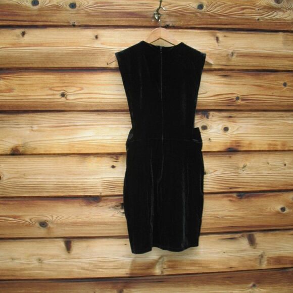 Revolve H:ours Mod Black Velvet Mini Dress No Metallic - Picture 5 of 7